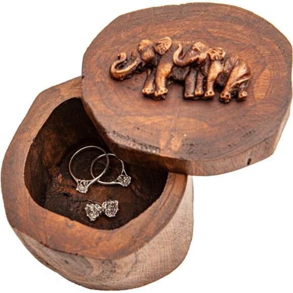 Other - Wooden Jewelry Box Elephant Decor Jungle African Safari Rustic Table Decoration